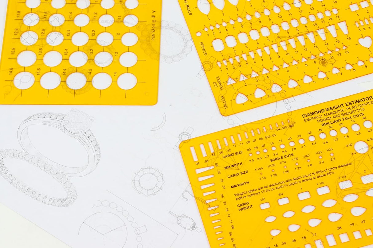 Isomars Jewellery Designing Drawing Drafting Template Set of 3 - Isomars