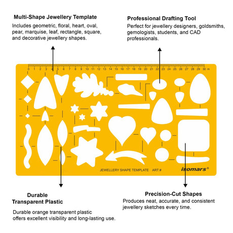 Isomars Jewellery Shape Template Stencil for Jewelry Design & Sketching - Isomars