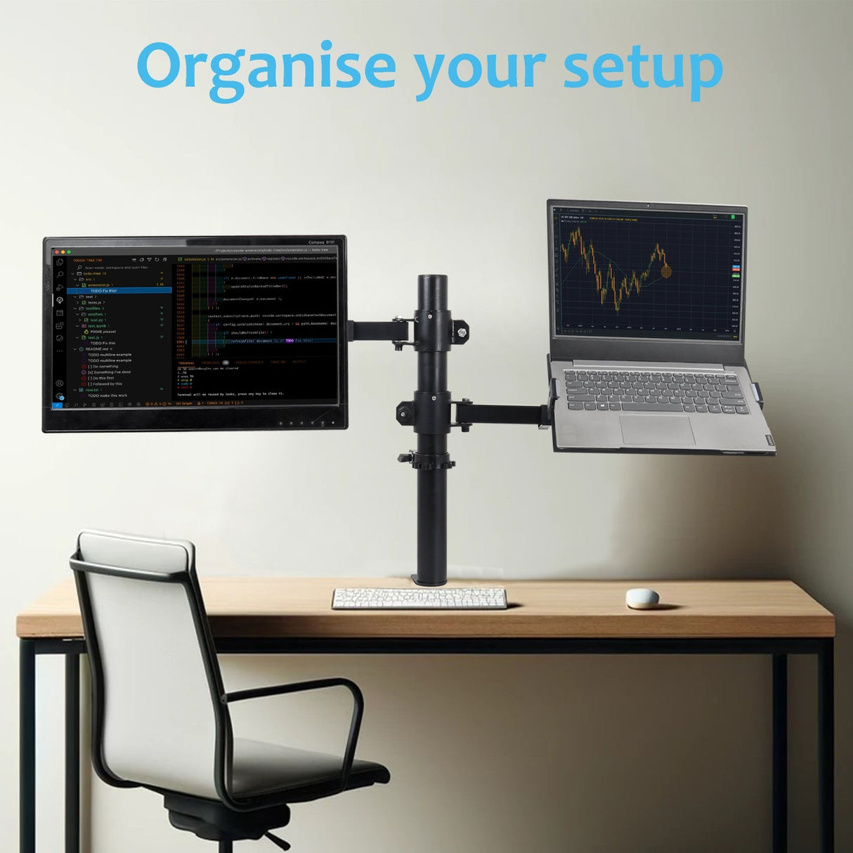 Isomars Laptop and Monitor Table Stand - Adjustable Height & Angles and Sides (Laptop & Monitor Mount) - Isomars