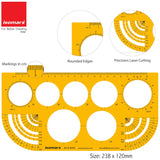 Isomars Large Circle Drafting Template with Protractor & Radius Guide - Isomars