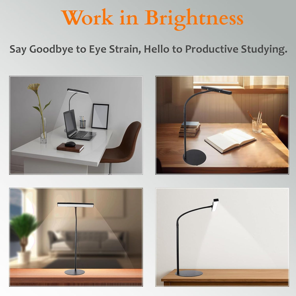 Isomars LED Desk Lamp for Computer Monitor & Laptop 12 Inch | Eye Friendly USB Study Light with Circular Base, Flexible Gooseneck, 3 Color Modes & 10 Brightness Levels for Reading, Study & Workbench - Isomars
