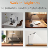 Isomars LED Desk Lamp for Computer Monitor & Laptop 12 Inch | Eye Friendly USB Study Light with Circular Base, Flexible Gooseneck, 3 Color Modes & 10 Brightness Levels for Reading, Study & Workbench - Isomars