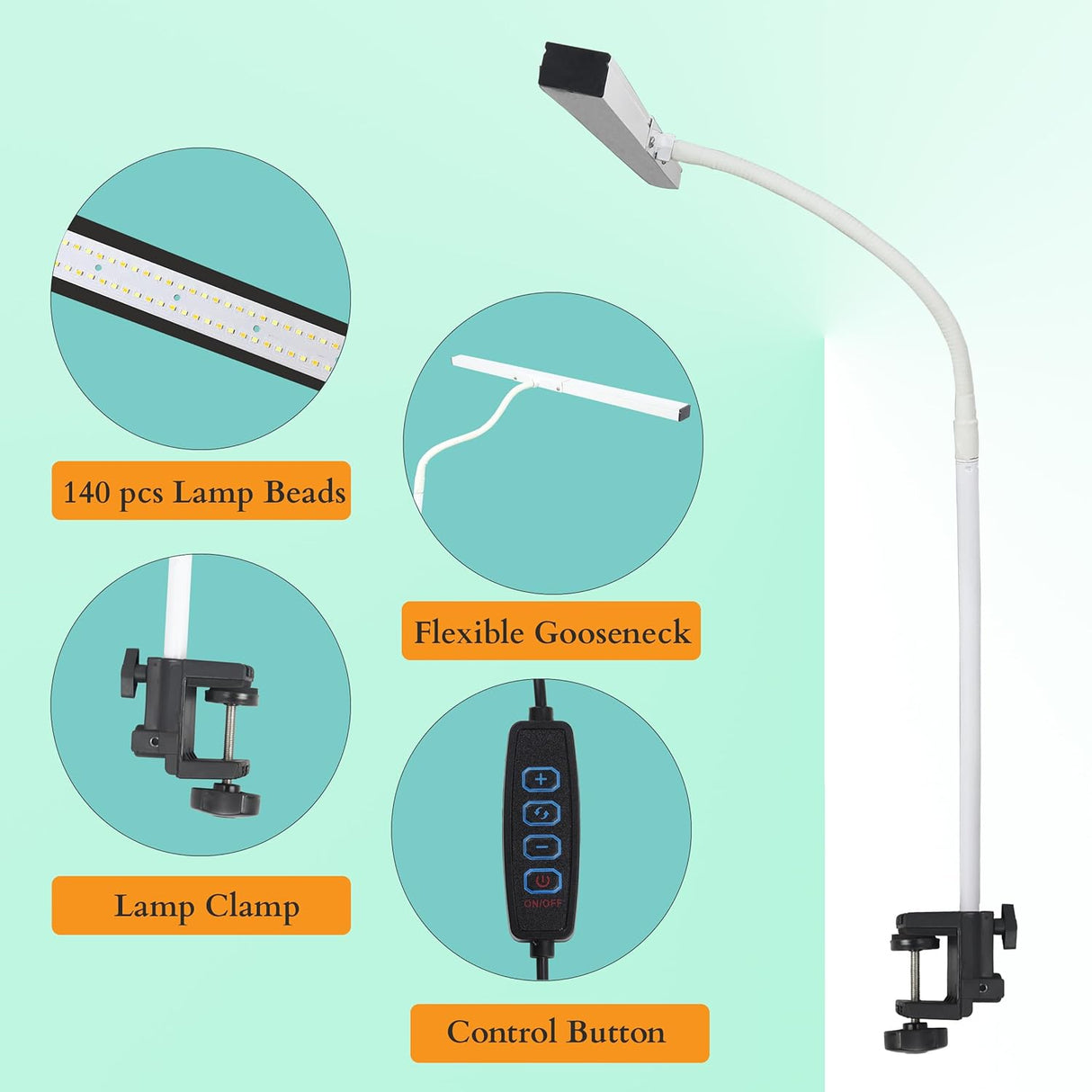 Isomars LED Desk Lamp for Computer Monitor & Laptop with Clamp 24 Inch | Eye Friendly USB Study Light, 3 Color Modes, 10 Brightness Levels for Reading, Studying, Working (White) - Isomars