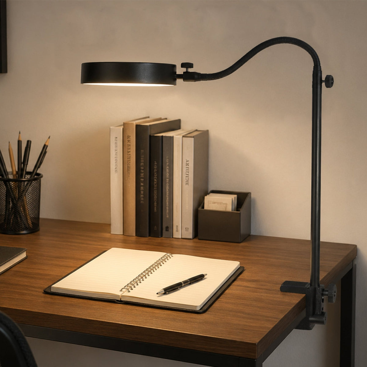 Isomars LED Study, Reading, Laptop, Computer,etc Desk Lamp with Clamp, Flexible Gooseneck, 3 Color Modes (Warm/Natural/Cool), Eye-Care Lighting (Black) - Isomars