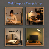 Isomars LED Study, Reading, Laptop, Computer,etc Desk Lamp with Clamp, Flexible Gooseneck, 3 Color Modes (Warm/Natural/Cool), Eye-Care Lighting (Black) - Isomars