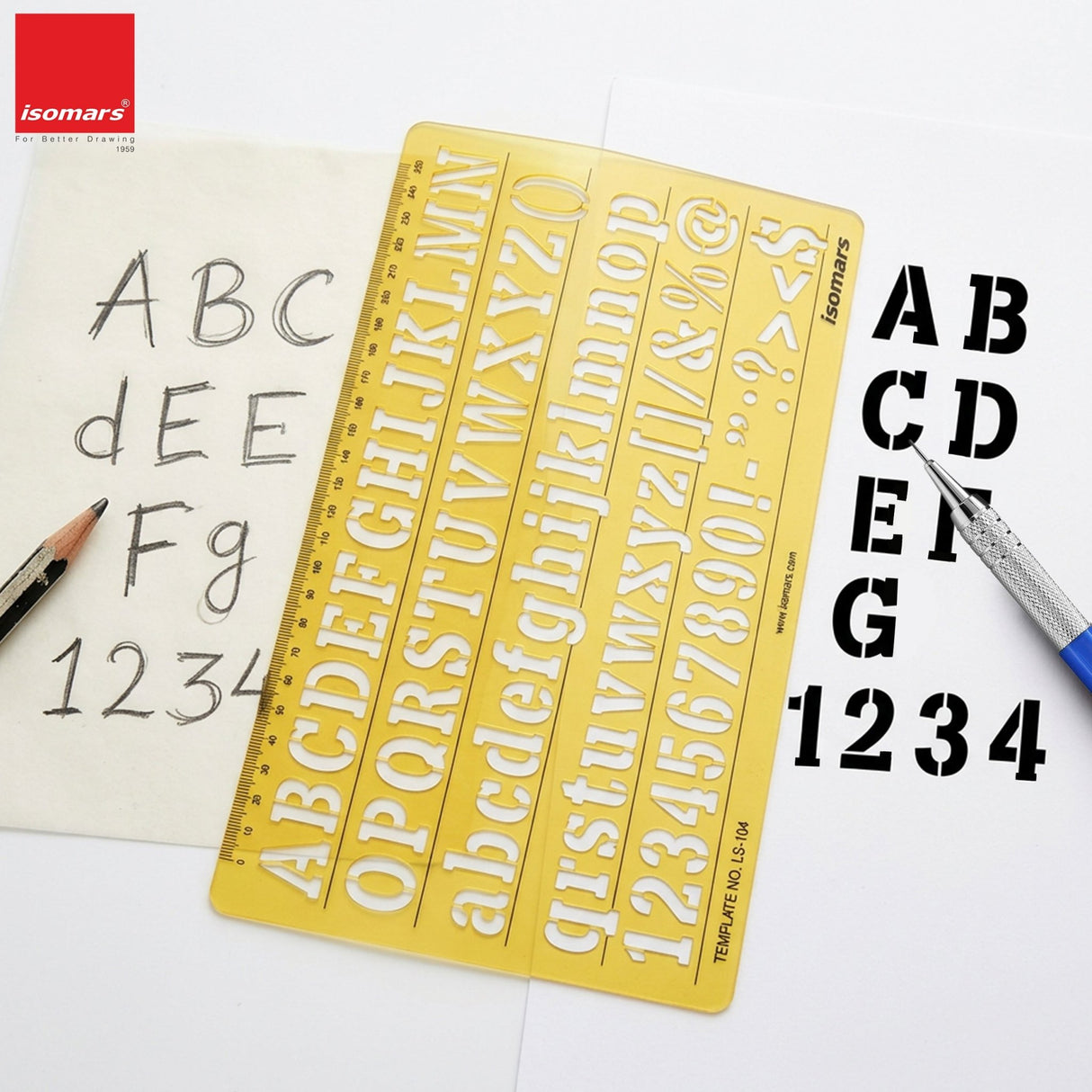 Isomars Letter Stencil Combo Set – Italic & Standard Alphabet Templates with Uppercase, Lowercase, Numbers & Symbols, Reusable Drawing, Craft, Sign Making & DIY Lettering Stencils - Isomars