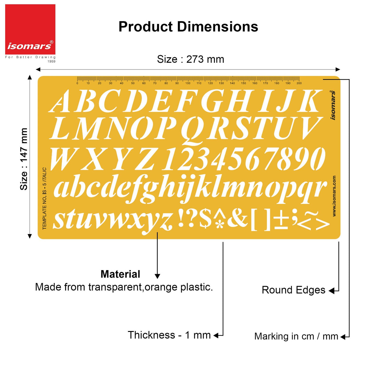 Isomars Letter Stencil Combo Set – Italic & Standard Alphabet Templates with Uppercase, Lowercase, Numbers & Symbols, Reusable Drawing, Craft, Sign Making & DIY Lettering Stencils - Isomars