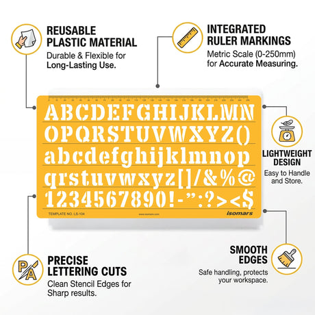 Isomars Letter Stencil Combo Set – Italic & Standard Alphabet Templates with Uppercase, Lowercase, Numbers & Symbols, Reusable Drawing, Craft, Sign Making & DIY Lettering Stencils - Isomars