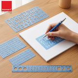 Isomars Lettering Stencil Set of 5, Reusable Alphabet & Number Templates with 4 Letter Stencils and 12 Inch Ruler, Uppercase, Lowercase, Symbols in 8mm, 10mm, 20mm & 30mm for Sign Making, DIY Crafts & School Projects - Isomars