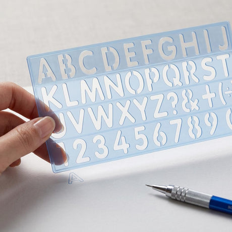 Isomars Lettering Stencil Set of 5, Reusable Alphabet & Number Templates with 4 Letter Stencils and 12 Inch Ruler, Uppercase, Lowercase, Symbols in 8mm, 10mm, 20mm & 30mm for Sign Making, DIY Crafts & School Projects - Isomars
