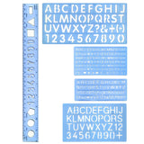 Isomars Lettering Stencil Set of 5, Reusable Alphabet & Number Templates with 4 Letter Stencils and 12 Inch Ruler, Uppercase, Lowercase, Symbols in 8mm, 10mm, 20mm & 30mm for Sign Making, DIY Crafts & School Projects - Isomars