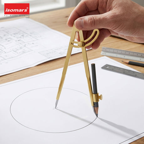 Isomars Locking Wing Divider & Compass, 8 Inch Brass Drawing Tool - Isomars