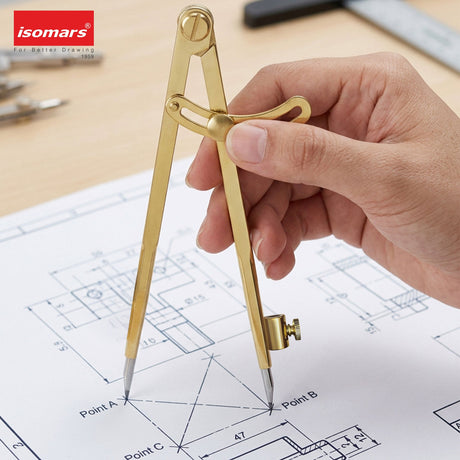 Isomars Locking Wing Divider & Compass, 8 Inch Brass Drawing Tool - Isomars
