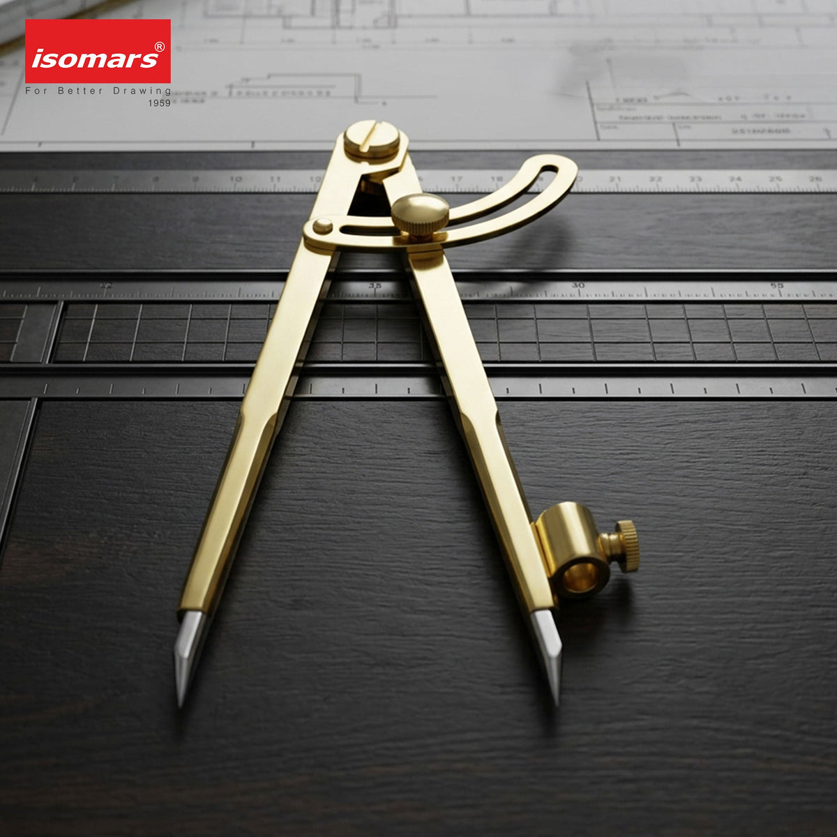 Isomars Locking Wing Divider & Compass, 8 Inch Brass Drawing Tool - Isomars