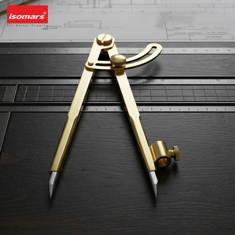 Isomars Locking Wing Divider & Compass, 8 Inch Brass Drawing Tool - Isomars