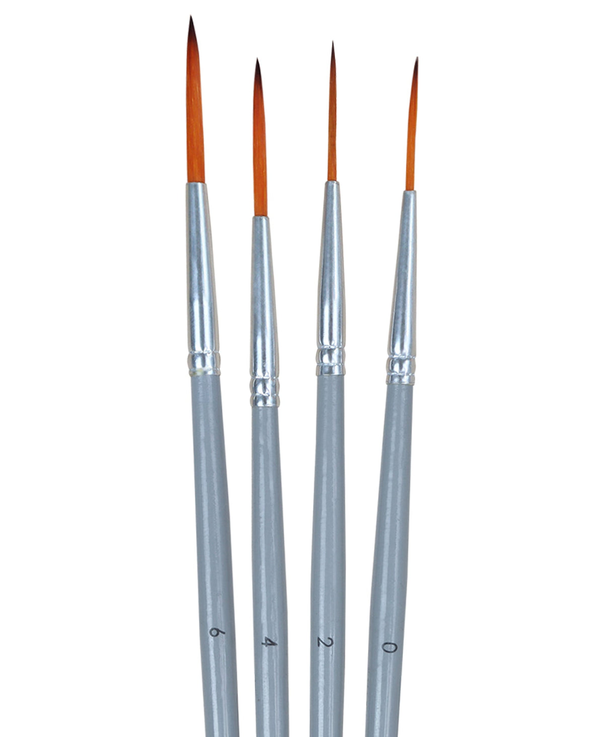 Isomars Long Hair Liner Brush Set of 4 - Taklon Hair, Sizes 0, 2, 4, 6 - Isomars
