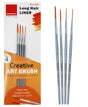 Isomars Long Hair Liner Brush Set of 4 - Taklon Hair, Sizes 0, 2, 4, 6 - Isomars