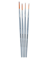 Isomars Long Hair Liner Brush Set of 4 - Taklon Hair, Sizes 0, 2, 4, 6 - Isomars