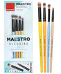 Isomars Maestro Blending Brush Set of 4 - Professional Round Artist Brushes for Soft Blending, Shading and Transitions - Colorful Wooden Handles - Sizes 2, 4, 6, 8 - Isomars