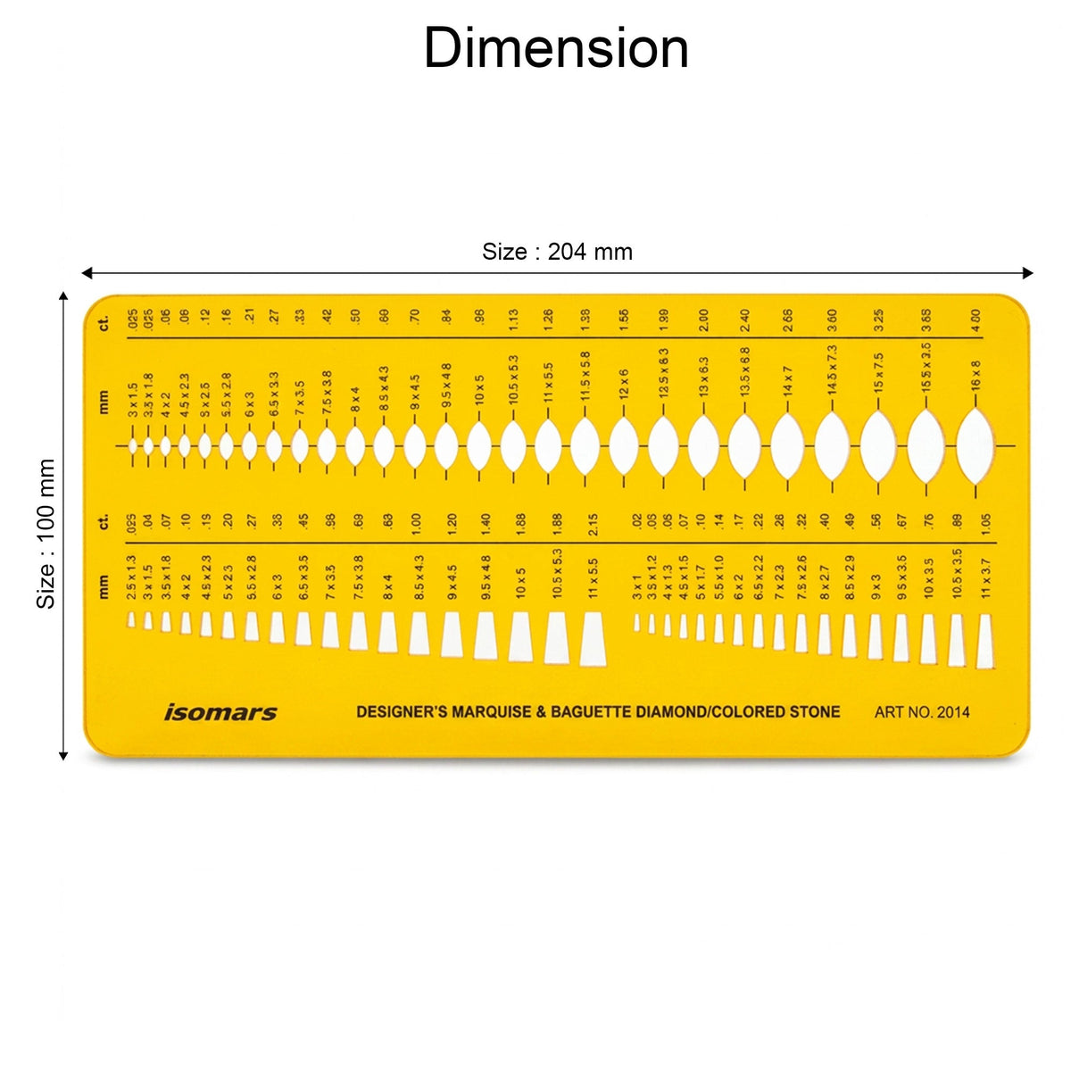 Isomars Marquise & Baguette Diamond/Stone Guide Template No. 2014 - Isomars