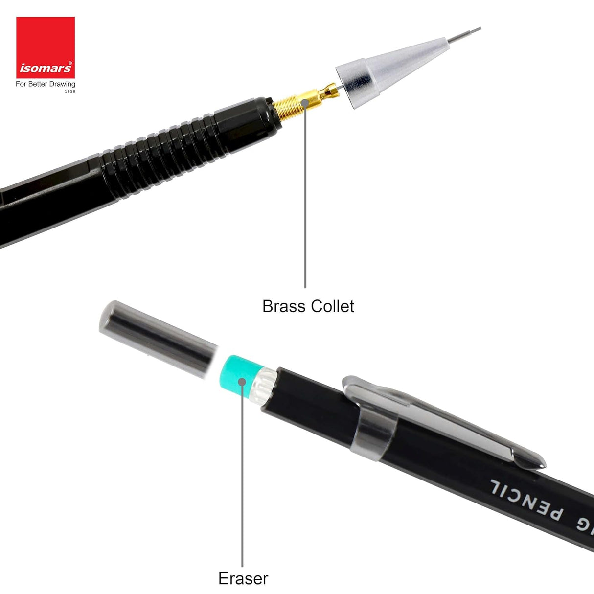 Isomars Mechanical Pencil 0.3, 0.5, 0.7 | Set Of 3 Drafting Pencils | Comes with Leads & Erasers | Ideal for Artists & Students | Ideal for writing, sketching, drawing, and more - Isomars