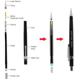 Isomars Mechanical Pencil 0.3mm - (DRAFTING) with Leads & Eraser - Black - Isomars
