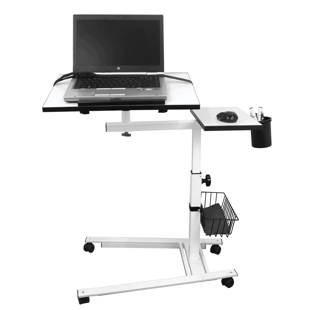 Isomars Metal 360° Rotatable Table Laptop Table Study Desk, Caster Lockable Wheels, & Height Adjustable for Breakfast Table, Work from Home & Online Classes - Isomars