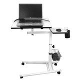 Isomars Metal 360° Rotatable Table Laptop Table Study Desk, Caster Lockable Wheels, & Height Adjustable for Breakfast Table, Work from Home & Online Classes - Isomars