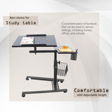 Isomars Metal 360° Rotatable Table Laptop Table Study Desk, Caster Lockable Wheels, & Height Adjustable for Breakfast Table, Work from Home & Online Classes (Black) - Isomars