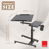 Isomars Metal 360° Rotatable Table Laptop Table Study Desk, Caster Lockable Wheels, & Height Adjustable for Breakfast Table, Work from Home & Online Classes (Black) - Isomars