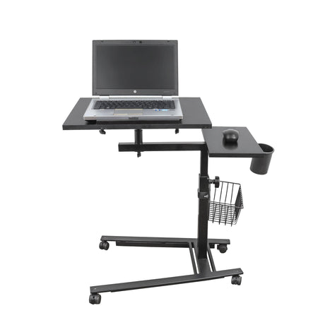 Isomars Metal 360° Rotatable Table Laptop Table Study Desk, Caster Lockable Wheels, & Height Adjustable for Breakfast Table, Work from Home & Online Classes (Black) - Isomars