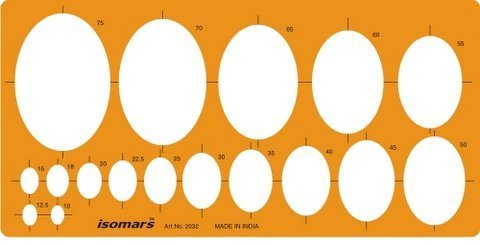Isomars Metric Large Ellipse Ellipses Shapes Figure Symbols Drafting Drawing Template Stencil, Orange - Isomars