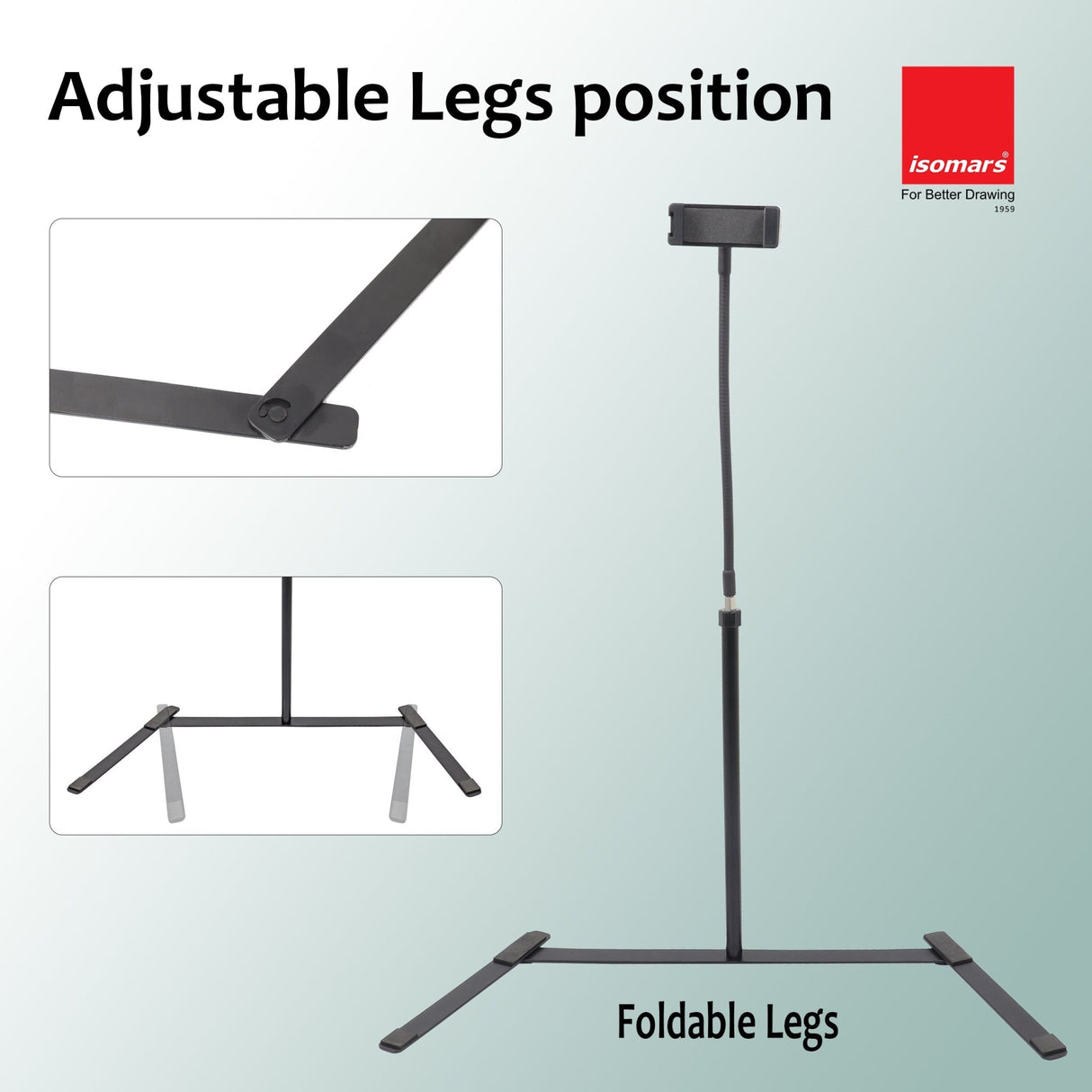 Isomars Mobile Stand | Overhead Smartphone Stand for Capturing Photos, Videos | Ideal for Online Teaching, Studios, Home, Binge Watch, Meetings, Recording Activities etc. - Isomars