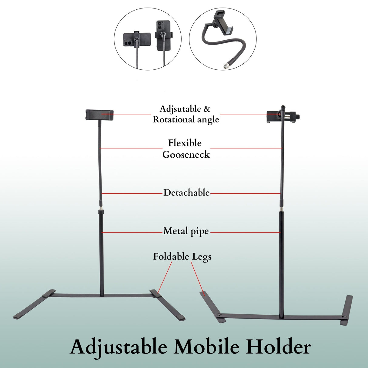 Isomars Mobile Stand | Overhead Smartphone Stand for Capturing Photos, Videos | Ideal for Online Teaching, Studios, Home, Binge Watch, Meetings, Recording Activities etc. - Isomars