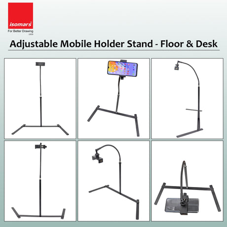 Isomars Mobile Stand | Overhead Smartphone Stand for Capturing Photos, Videos | Ideal for Online Teaching, Studios, Home, Binge Watch, Meetings, Recording Activities etc. - Isomars