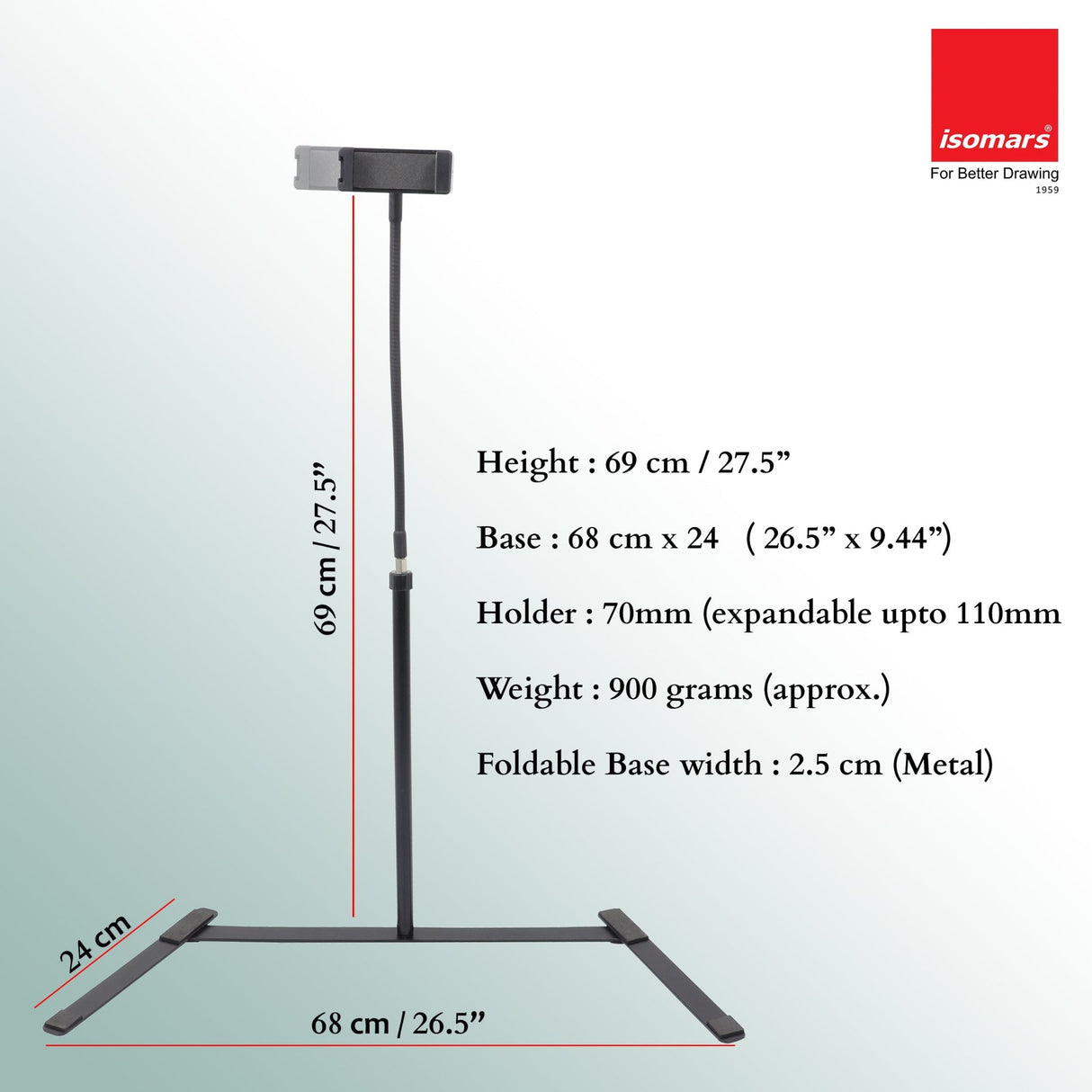 Isomars Mobile Stand | Overhead Smartphone Stand for Capturing Photos, Videos | Ideal for Online Teaching, Studios, Home, Binge Watch, Meetings, Recording Activities etc. - Isomars