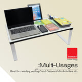 Isomars Multipurpose Bed Desk / Floor Desk Laptop Study Table for Work from Home, Online Classes, Card Games and Kid's Activities, Length - 76 cm, Width - 43 cm and Height - 25 cm (White) - Isomars