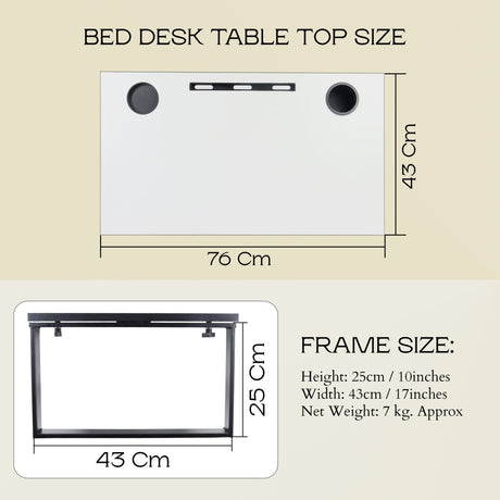 Isomars Multipurpose Bed Desk / Floor Desk Laptop Study Table for Work from Home, Online Classes, Card Games and Kid's Activities, Length - 76 cm, Width - 43 cm and Height - 25 cm (White) - Isomars