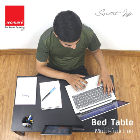 Isomars Multipurpose Bed Desk / Floor Desk Laptop Study Table for Work from Home, Online Classes, Card Games and Kid's Activities, Length - 76 cm, Width - 43 cm and Height - 25 cm (White) - Isomars