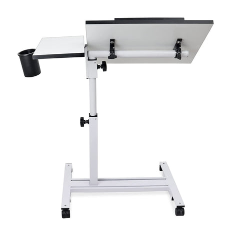 Isomars Multipurpose Laptop Table Study Desk, Caster Lockable Wheels, & Height Adjustable for Breakfast Table, Work from Home & Online Classes (White) - Isomars