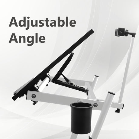 Isomars Multipurpose Laptop Table Study Desk Drawing Table, Caster Lockable Wheels, Adjustable Height and Angle for Work from Home, Office, Bedroom - Black (Alloy Steel) - Isomars