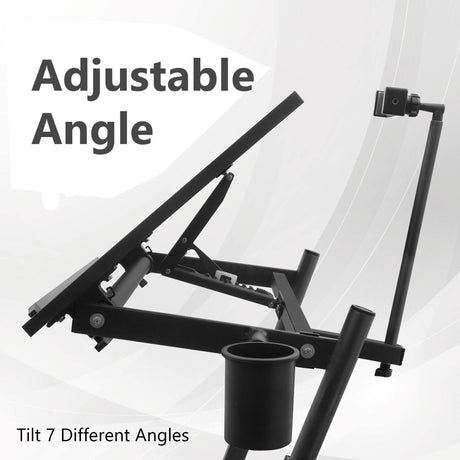 Isomars Multipurpose Laptop Table Study Desk Drawing Table, Caster Lockable Wheels, Adjustable Height and Angle for Work from Home, Office, Bedroom - Black (Alloy Steel) - Isomars