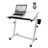 Isomars Multipurpose Laptop Table Study Desk Drawing Table, Caster Lockable Wheels, Adjustable Height and Angle for Work from Home, Office, Bedroom - Black (Alloy Steel) - Isomars
