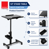 Isomars Multipurpose Laptop Table Study Desk, Lockable Wheels, & Adjustable Height And Angle For Breakfast Table, Wfh & Online Classes (Black) - Isomars