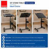 Isomars Multipurpose Laptop Table Study Desk, Lockable Wheels, & Adjustable Height And Angle For Breakfast Table, Wfh & Online Classes (Black) - Isomars