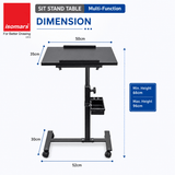 Isomars Multipurpose Laptop Table Study Desk, Lockable Wheels, & Adjustable Height And Angle For Breakfast Table, Wfh & Online Classes (Black) - Isomars