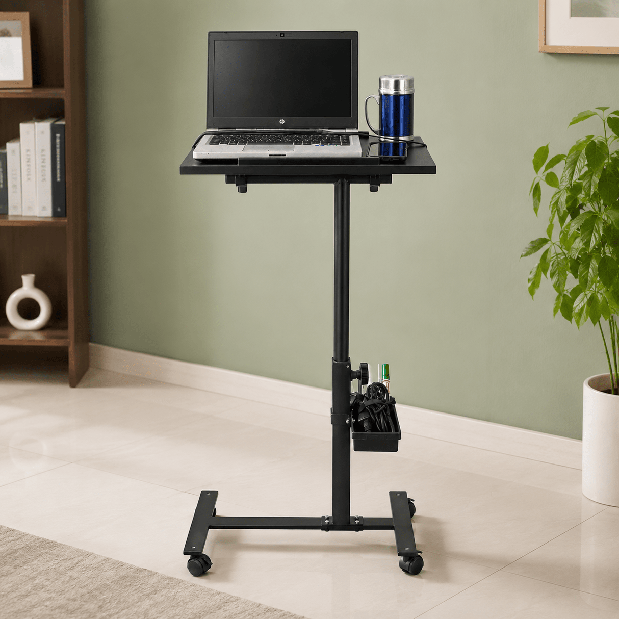 Isomars Multipurpose Laptop Table Study Desk, Lockable Wheels, & Adjustable Height And Angle For Breakfast Table, Wfh & Online Classes (Black) - Isomars