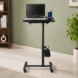 Isomars Multipurpose Laptop Table Study Desk, Lockable Wheels, & Adjustable Height And Angle For Breakfast Table, Wfh & Online Classes (Black) - Isomars