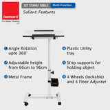 Isomars Multipurpose Laptop Table Study Desk, Lockable Wheels, & Adjustable Height And Angle For Breakfast Table, Wfh & Online Classes (White) - Isomars
