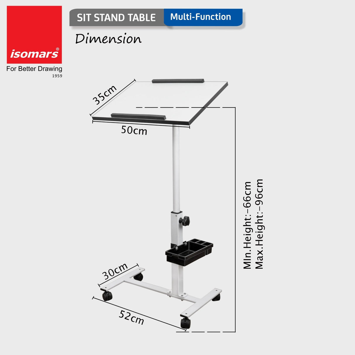 Isomars Multipurpose Laptop Table Study Desk, Lockable Wheels, & Adjustable Height And Angle For Breakfast Table, Wfh & Online Classes (White) - Isomars